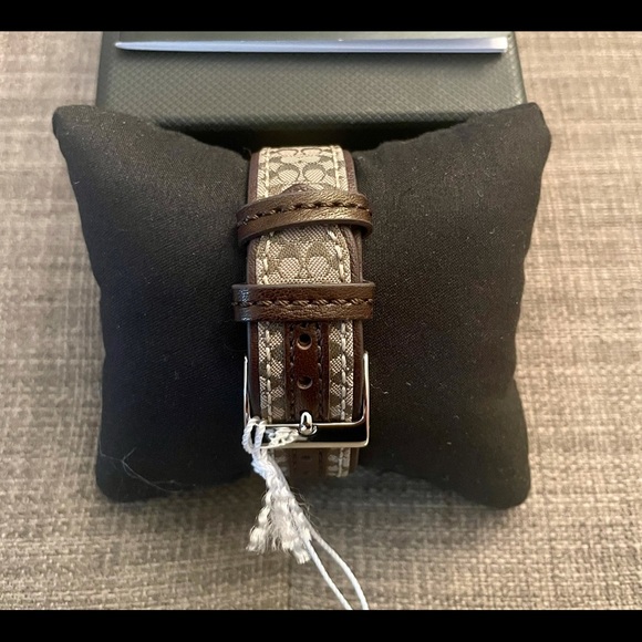 Coach White Grand Dial Logo Leather/Canvas Strap Women's Wrist Watch - Picture 5 of 7